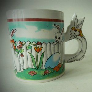 Vintage Easter Bunny Handle Coffee Cup EASTER EGG HUNT